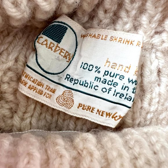 70's Carbery Irish Wool - Chunky Cream Sweater - Fisherman Knit- Size Medium - Picture 13 of 14